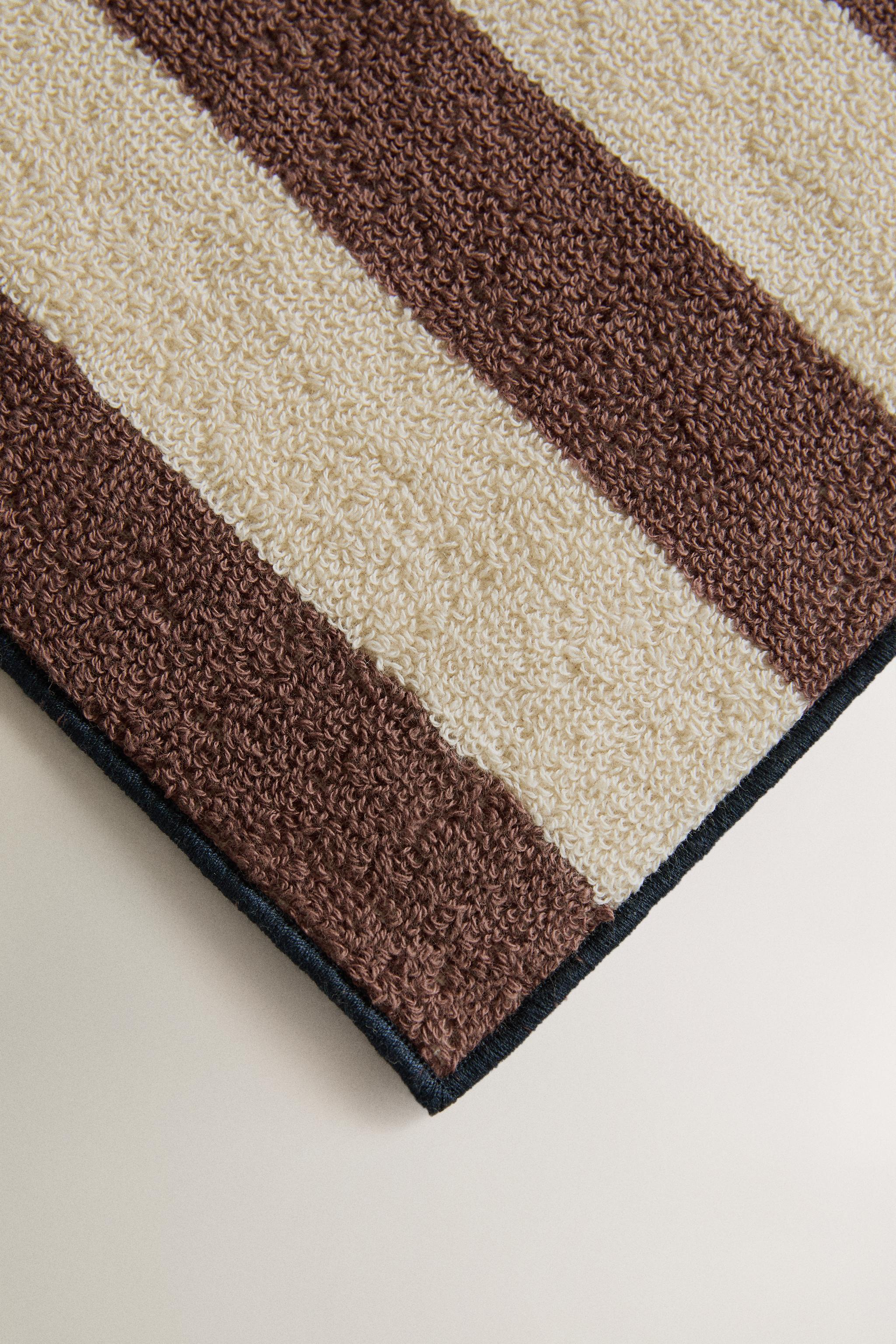 SERVIETTE DE BAIN COTON OVERLOCK RAYURES